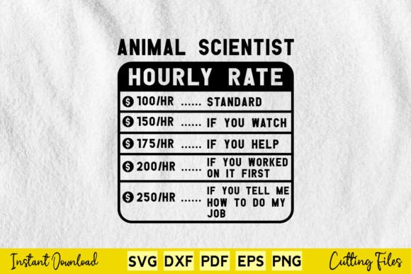 Funny Animal Scientist Hourly Rate Graphics for Crafts
