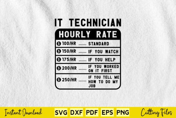 Funny It Technician Hourly Rate Graphics and Crafts